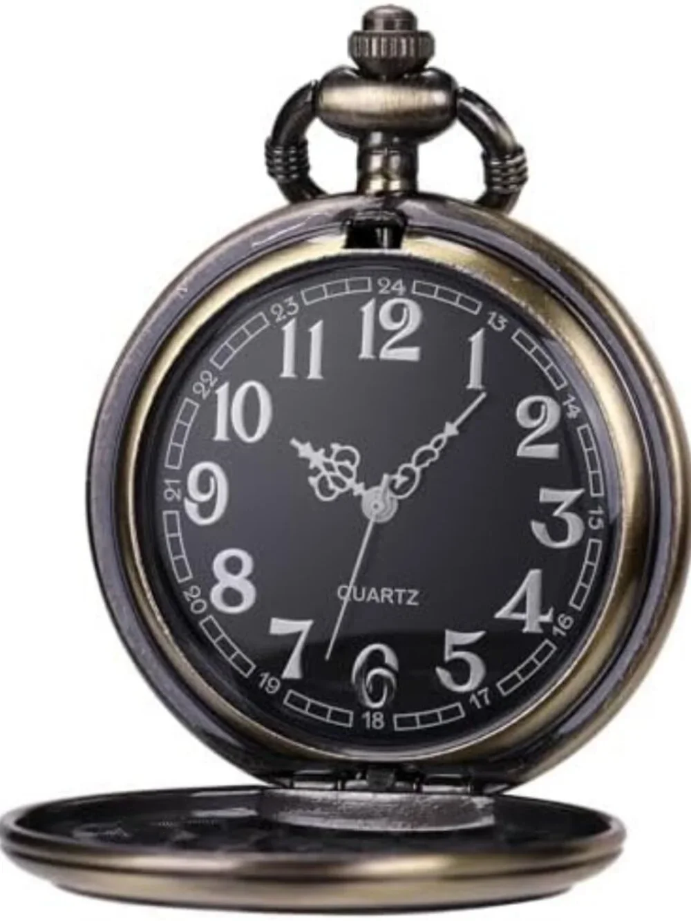 Oversized 50MM Quartz Pocket Watch with Chain - Steampunk Hollow Deer & Train